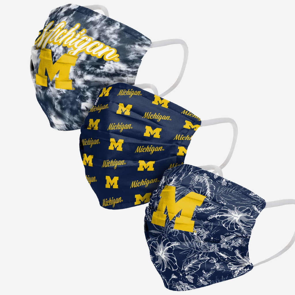 Michigan Wolverines Womens Matchday 3 Pack Face Cover FOCO - FOCO.com