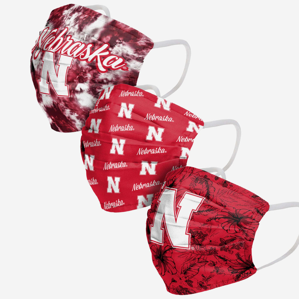 Nebraska Cornhuskers Womens Matchday 3 Pack Face Cover FOCO - FOCO.com