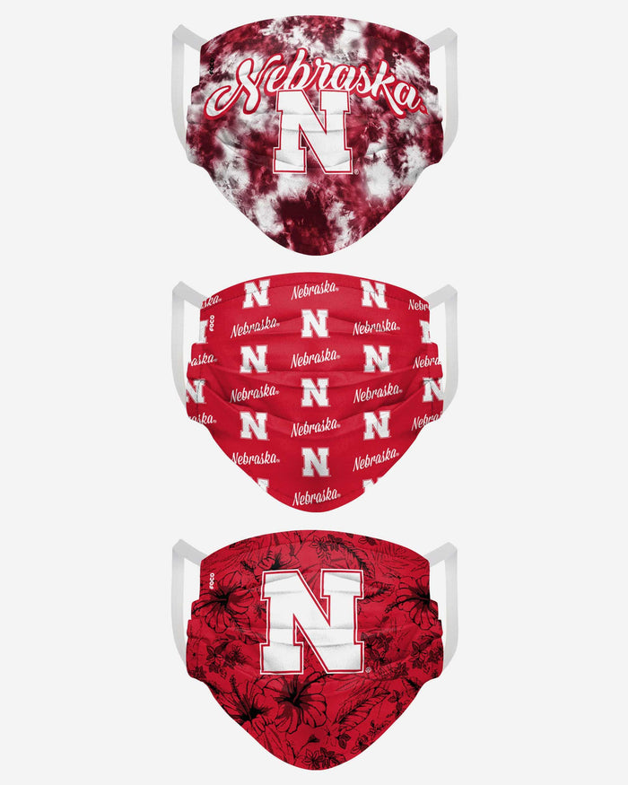 Nebraska Cornhuskers Womens Matchday 3 Pack Face Cover FOCO - FOCO.com