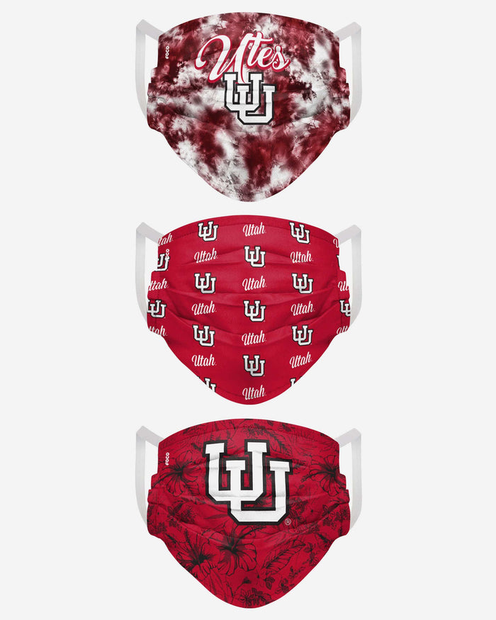 Utah Utes Womens Matchday 3 Pack Face Cover FOCO - FOCO.com