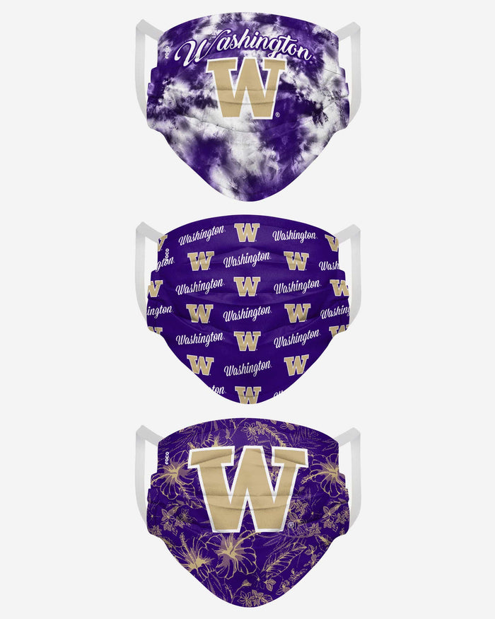 Washington Huskies Womens Matchday 3 Pack Face Cover FOCO - FOCO.com