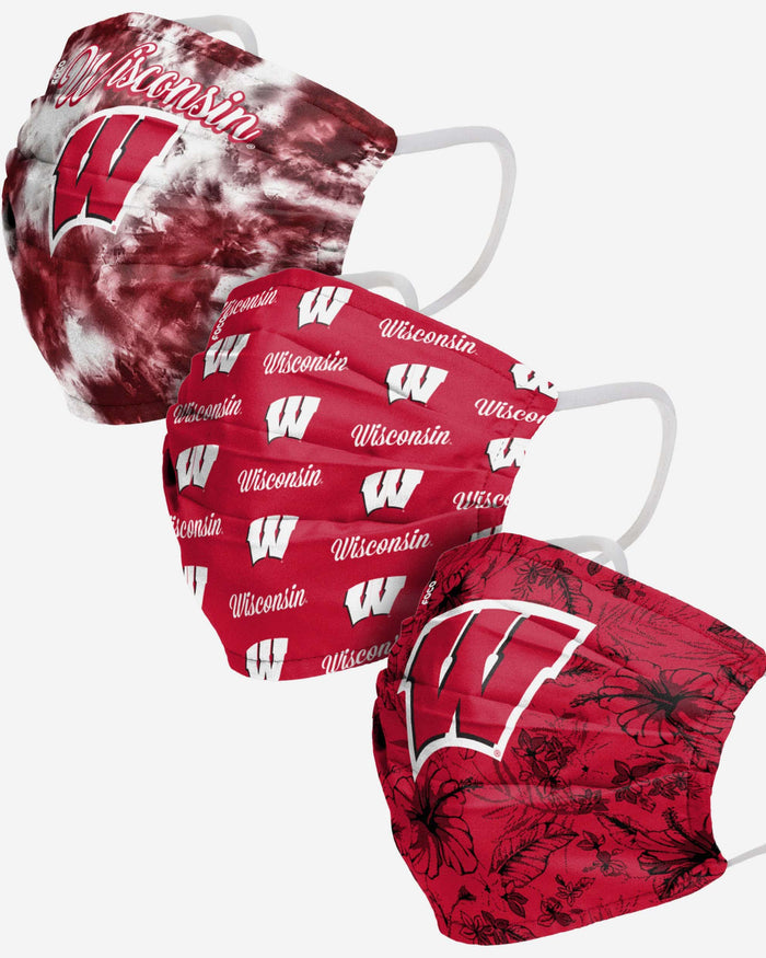 Wisconsin Badgers Womens Matchday 3 Pack Face Cover FOCO - FOCO.com