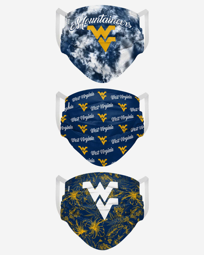 West Virginia Mountaineers Womens Matchday 3 Pack Face Cover FOCO - FOCO.com