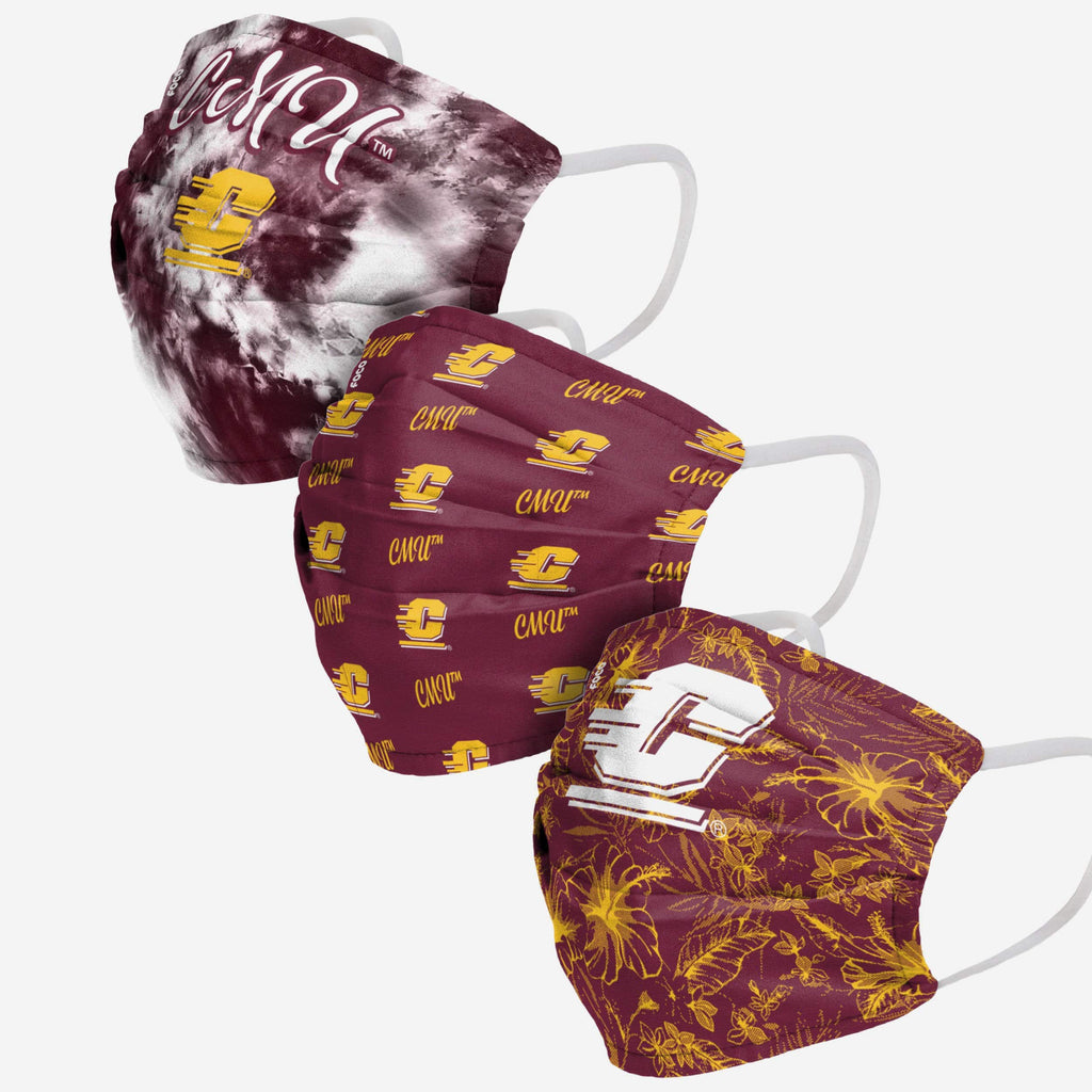 Central Michigan Chippewas Womens Matchday 3 Pack Face Cover FOCO - FOCO.com