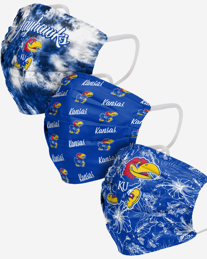 Kansas Jayhawks Womens Matchday 3 Pack Face Cover FOCO - FOCO.com