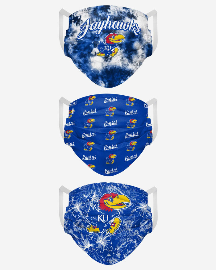 Kansas Jayhawks Womens Matchday 3 Pack Face Cover FOCO - FOCO.com