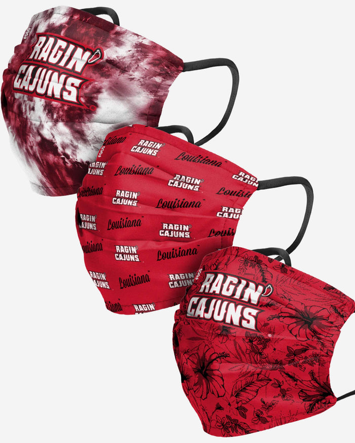 Louisiana Ragin' Cajuns Womens Matchday 3 Pack Face Cover FOCO - FOCO.com