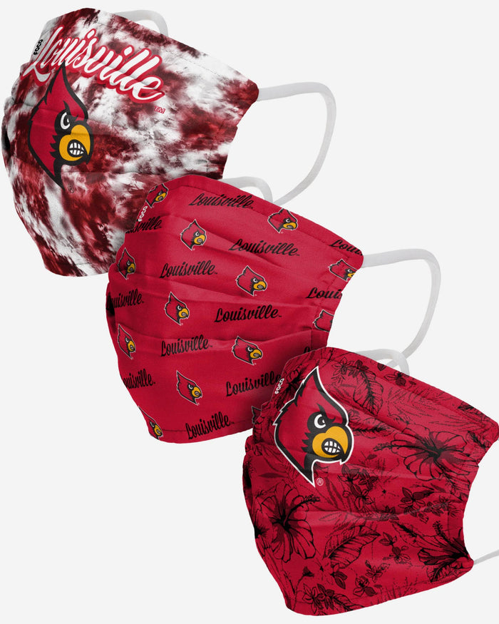 Louisville Cardinals Womens Matchday 3 Pack Face Cover FOCO - FOCO.com