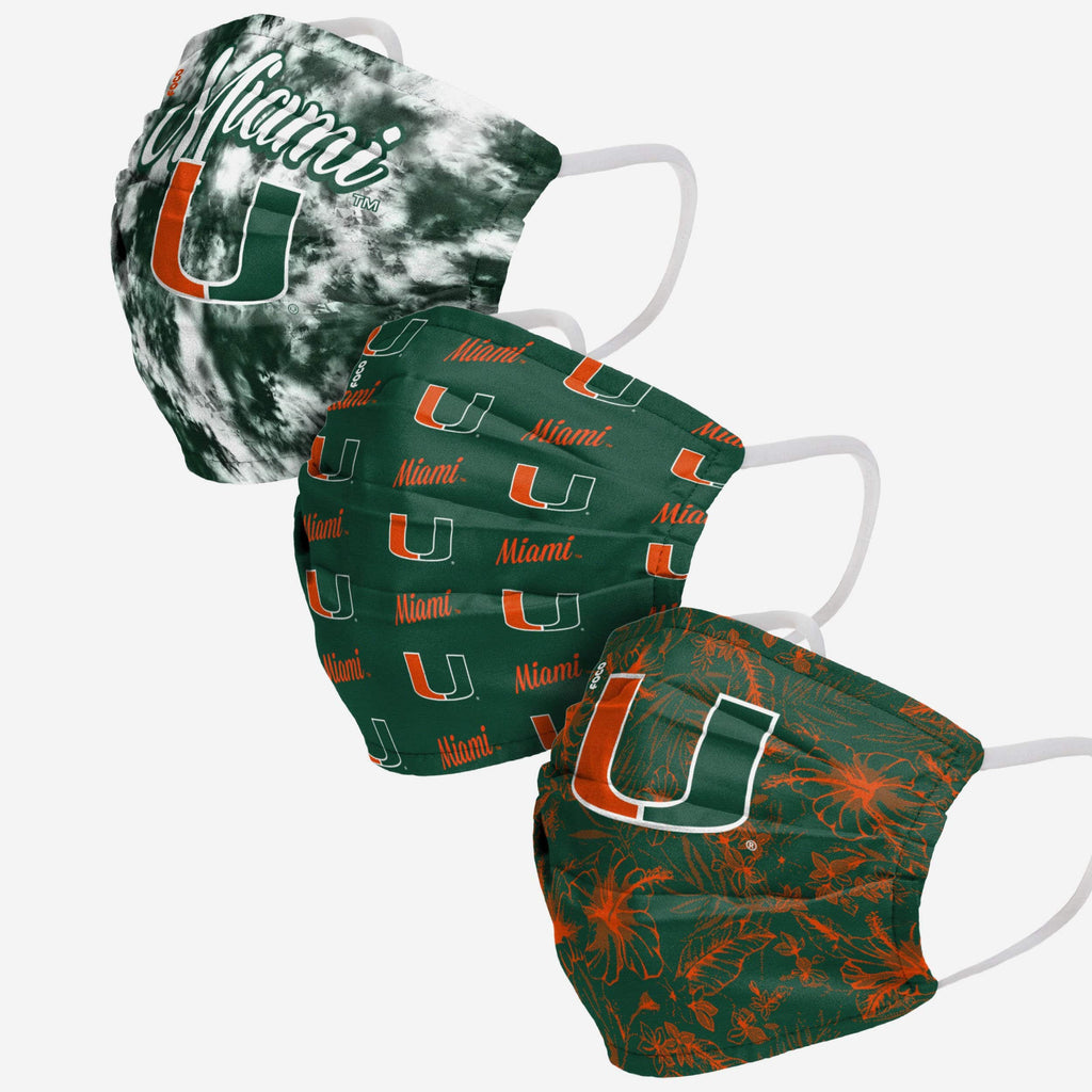 Miami Hurricanes Womens Matchday 3 Pack Face Cover FOCO - FOCO.com