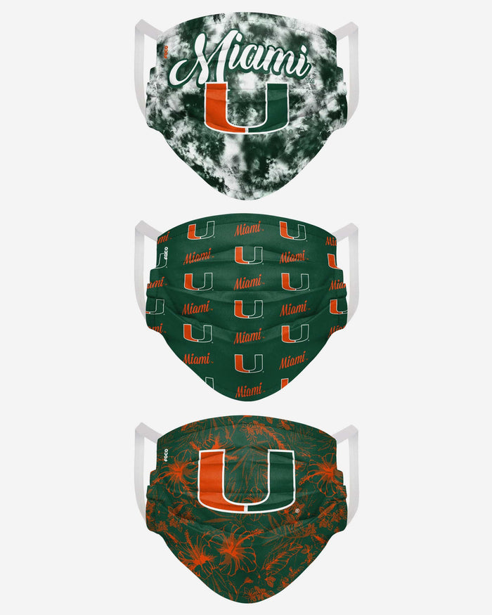 Miami Hurricanes Womens Matchday 3 Pack Face Cover FOCO - FOCO.com