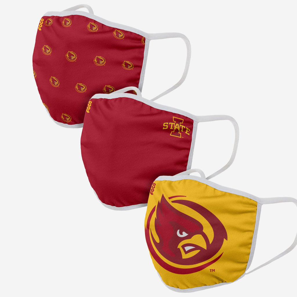 Iowa State Cyclones Cy The Cardinal Mascot 3 Pack Face Cover FOCO - FOCO.com