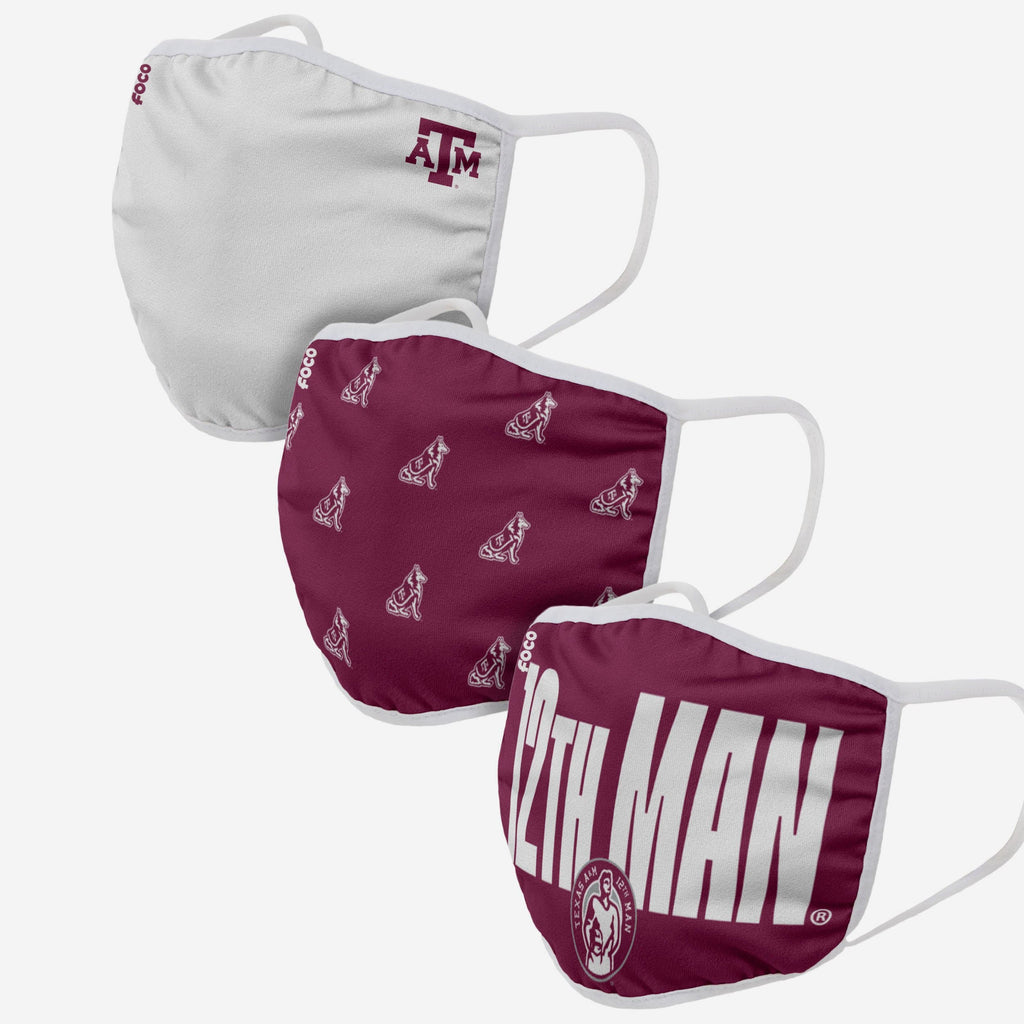 Texas A&M Aggies 12th Man Mascot 3 Pack Face Cover FOCO - FOCO.com