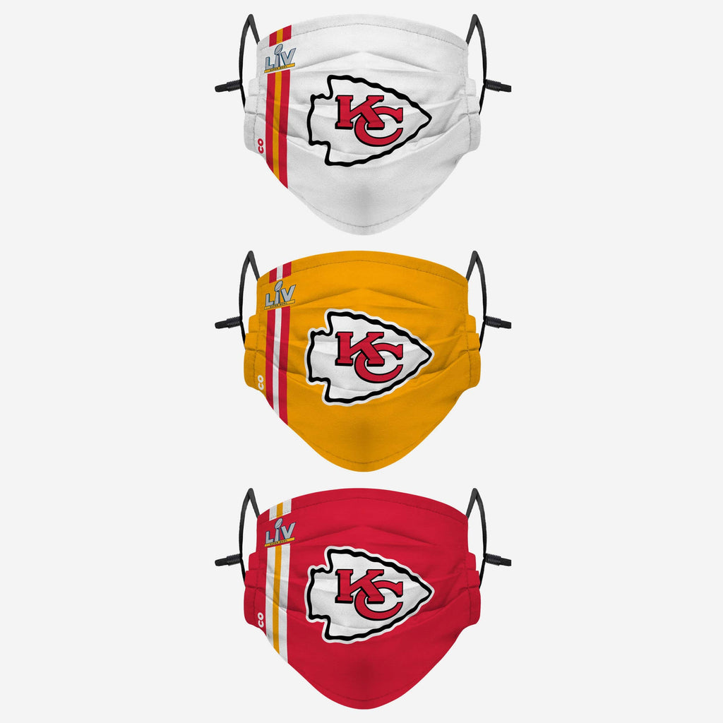 Kansas City Chiefs Super Bowl LV Adjustable 3 Pack Face Cover FOCO - FOCO.com