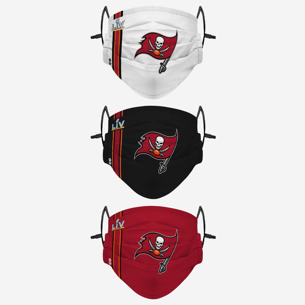 Tampa Bay Buccaneers Super Bowl LV Adjustable 3 Pack Face Cover FOCO - FOCO.com