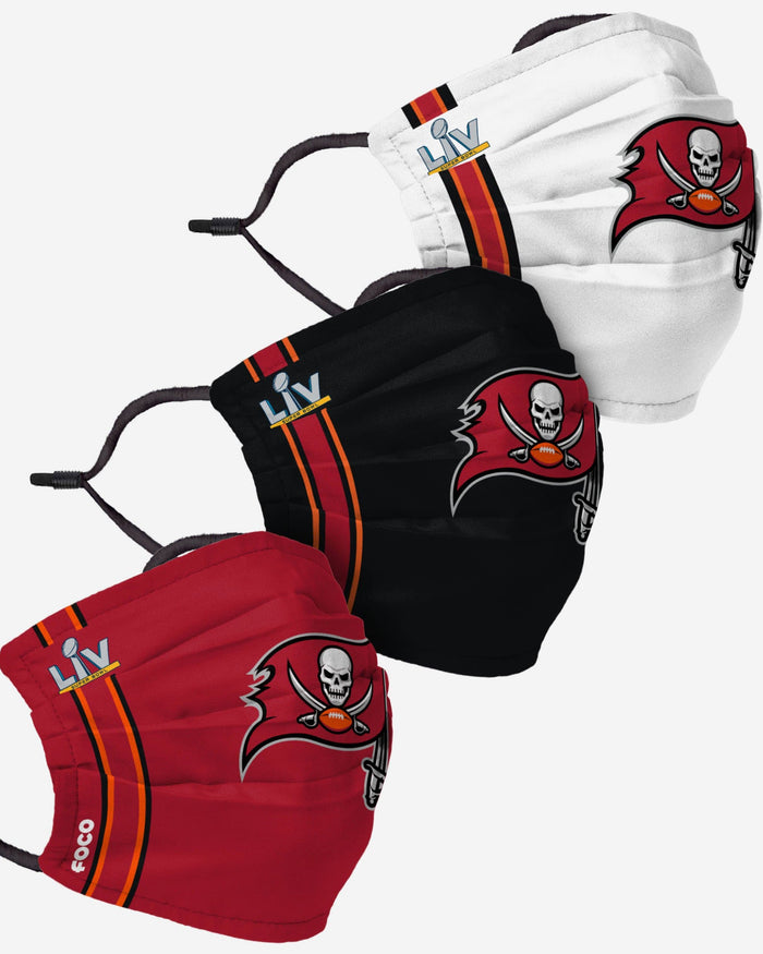 Tampa Bay Buccaneers Super Bowl LV Adjustable 3 Pack Face Cover FOCO - FOCO.com