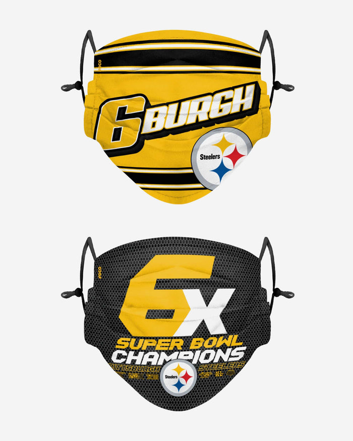 Pittsburgh Steelers Thematic Champions Adjustable 2 Pack Face Cover FOCO - FOCO.com