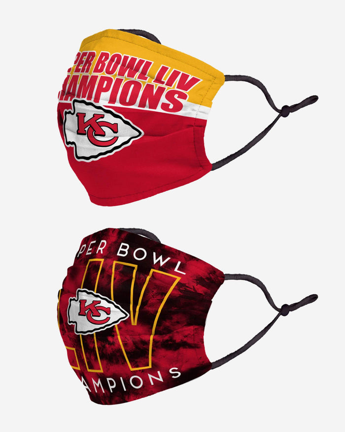 Kansas City Chiefs Super Bowl LIV Champions Adjustable 2 Pack Face Cover FOCO - FOCO.com