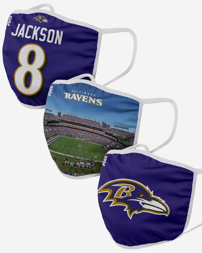 Baltimore Ravens Fan Fest 3 Pack Face Cover FOCO - FOCO.com