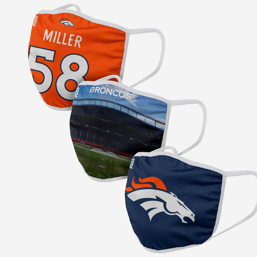 Denver Broncos Fan Fest 3 Pack Face Cover FOCO - FOCO.com