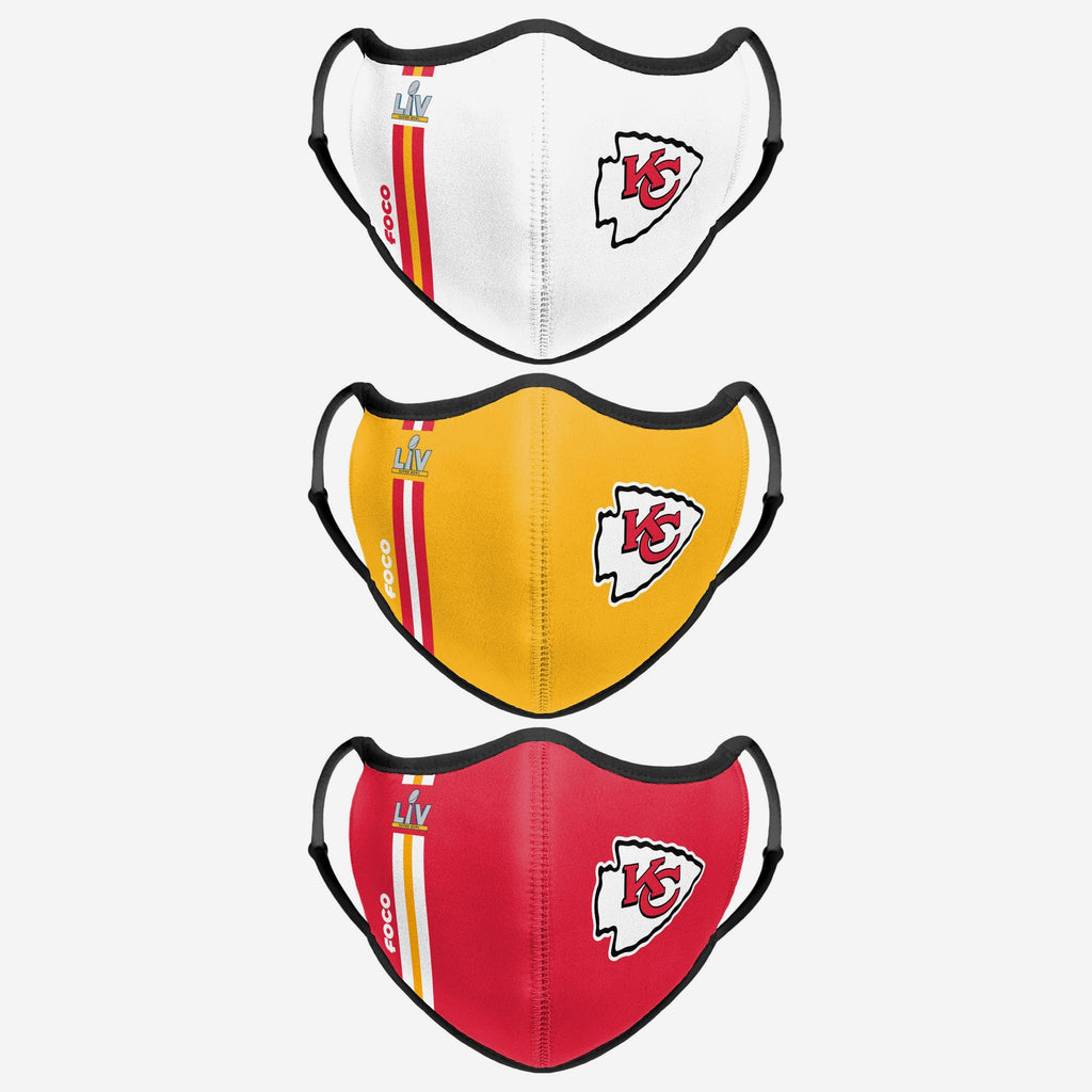 Kansas City Chiefs Super Bowl LV Sport 3 Pack Face Cover FOCO - FOCO.com