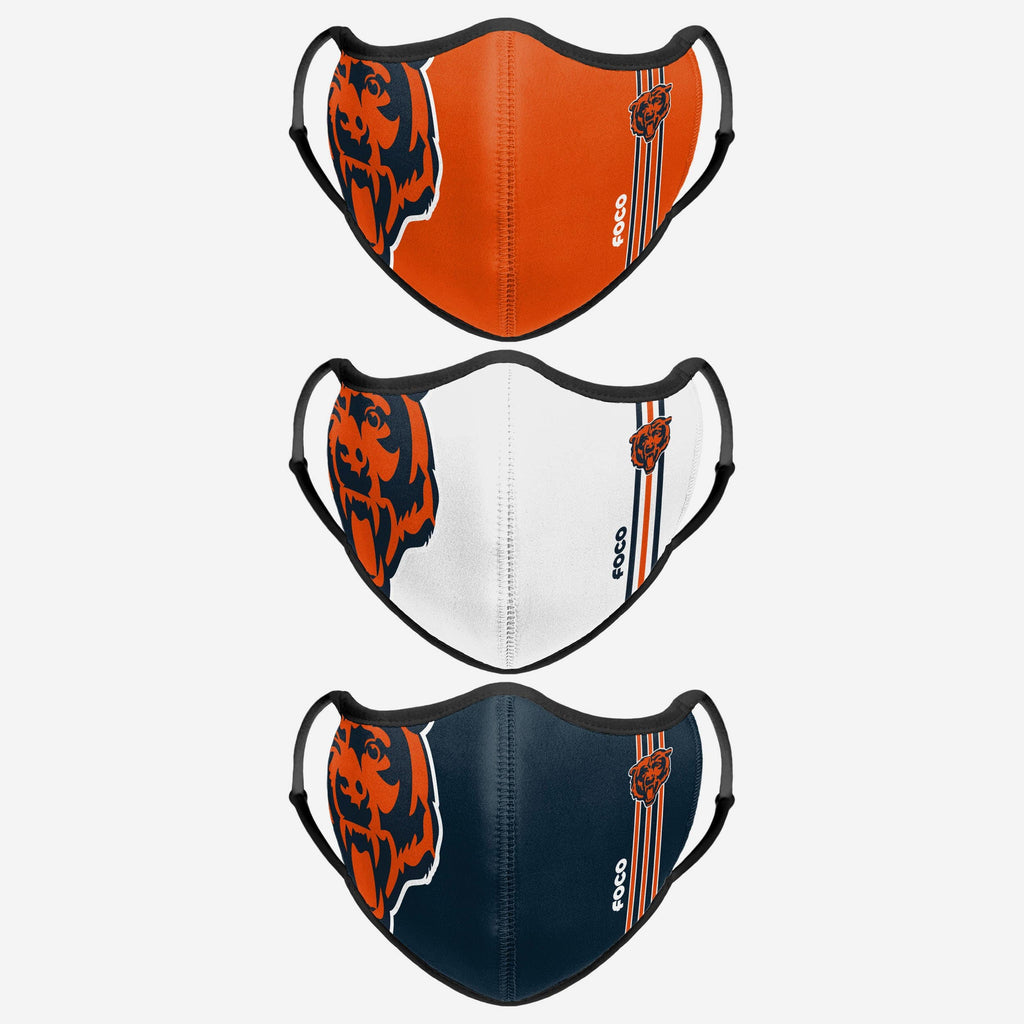 Chicago Bears Sport 3 Pack Face Cover FOCO - FOCO.com