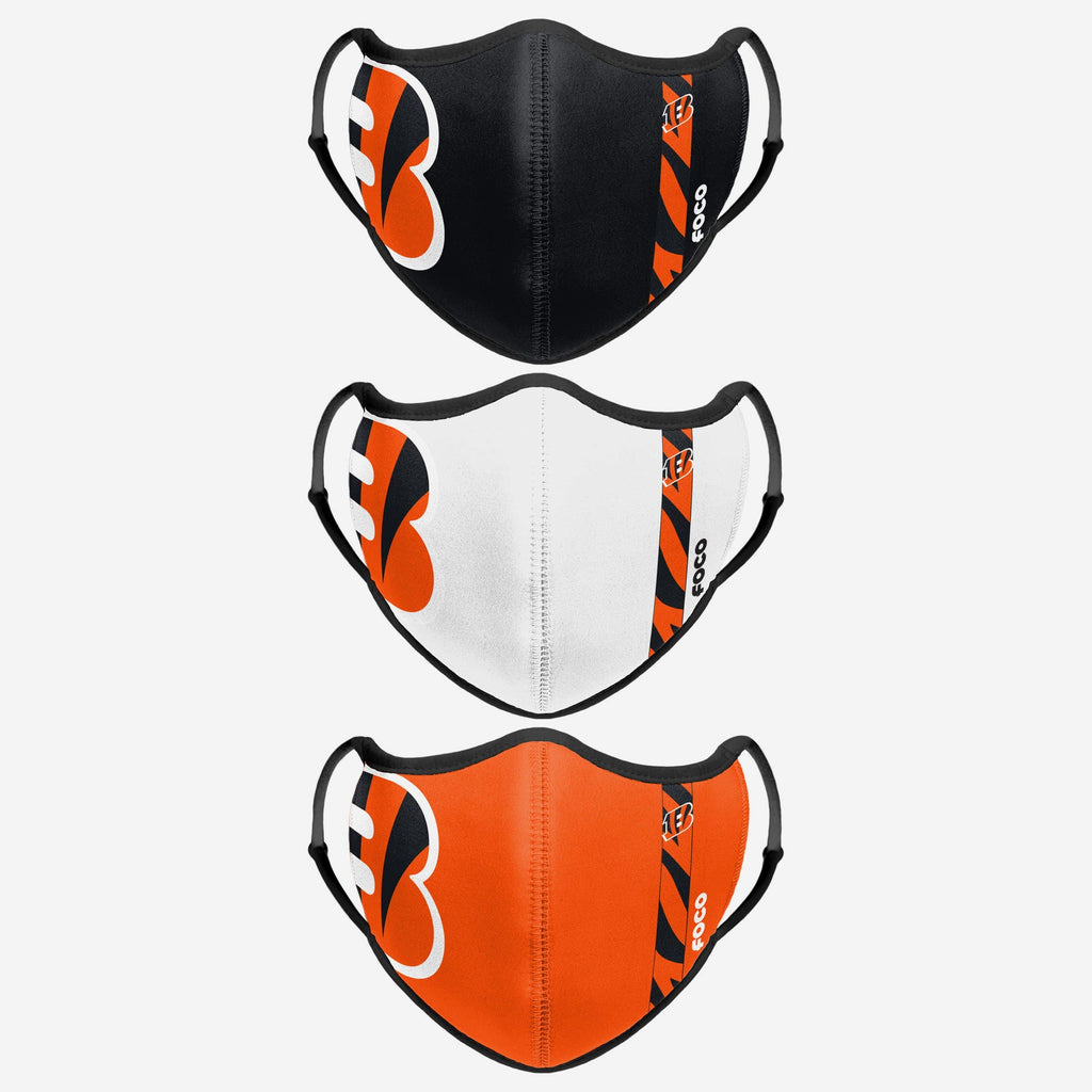 Cincinnati Bengals Sport 3 Pack Face Cover FOCO - FOCO.com