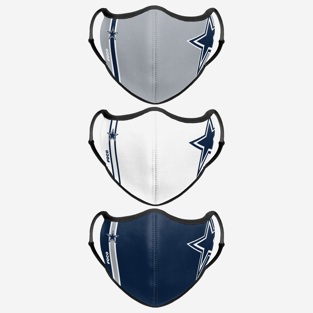 Dallas Cowboys Sport 3 Pack Face Cover FOCO - FOCO.com