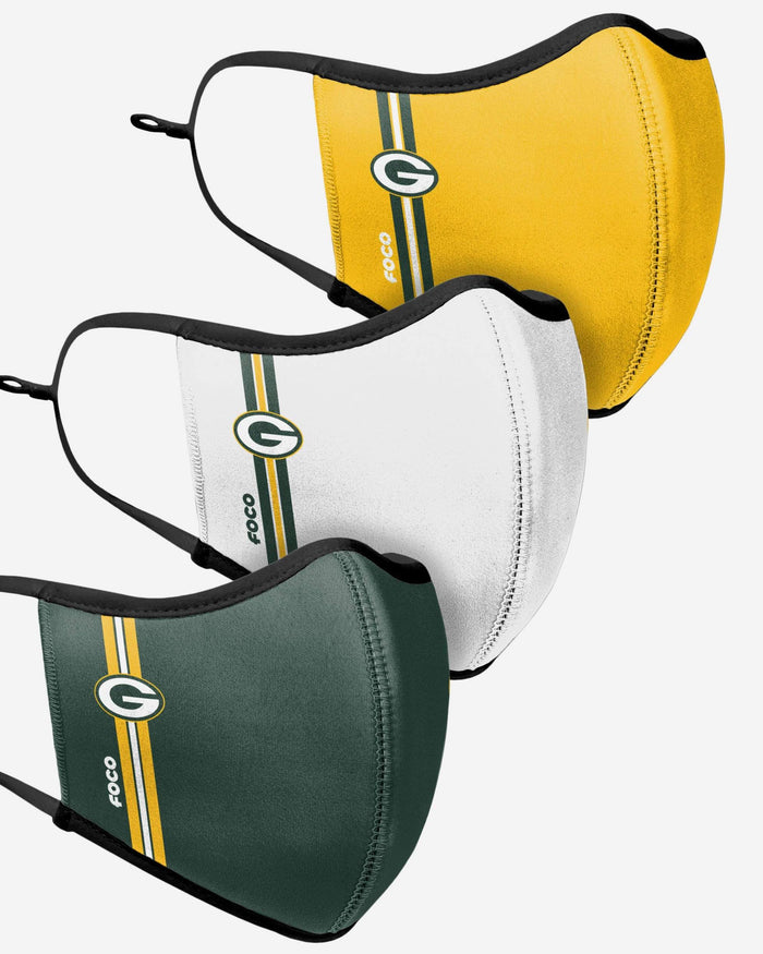 Green Bay Packers Sport 3 Pack Face Cover FOCO - FOCO.com