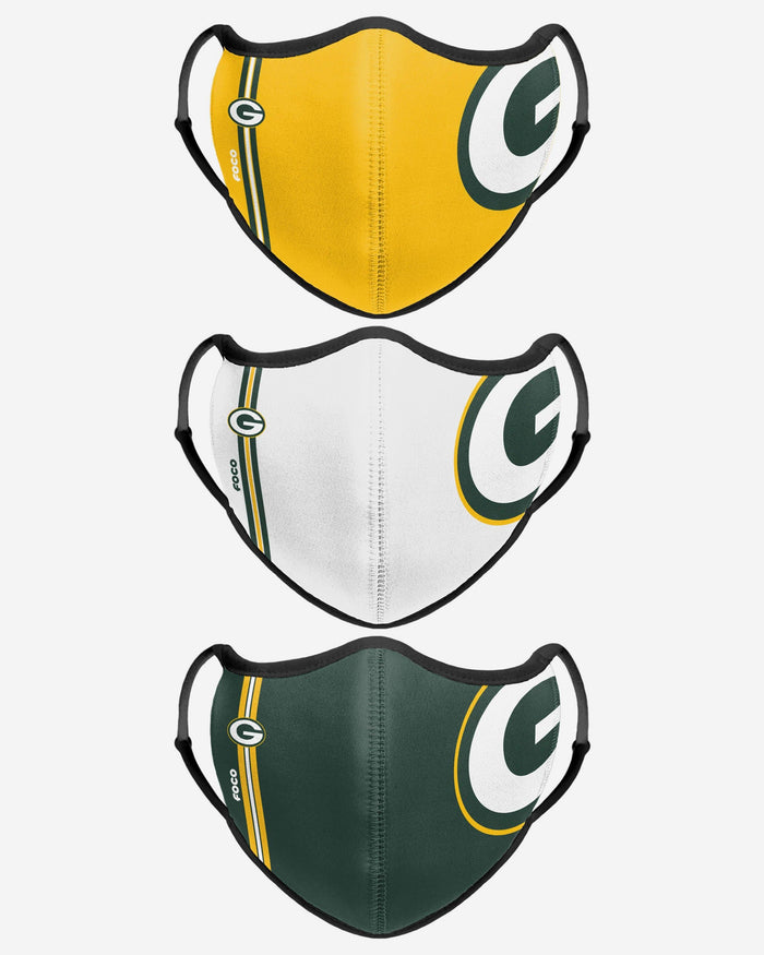 Green Bay Packers Sport 3 Pack Face Cover FOCO - FOCO.com