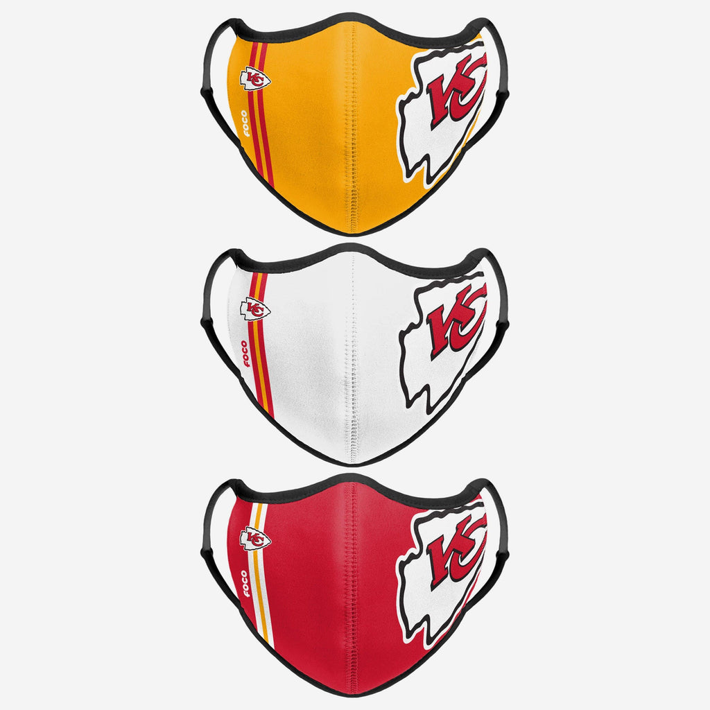 Kansas City Chiefs Sport 3 Pack Face Cover FOCO - FOCO.com