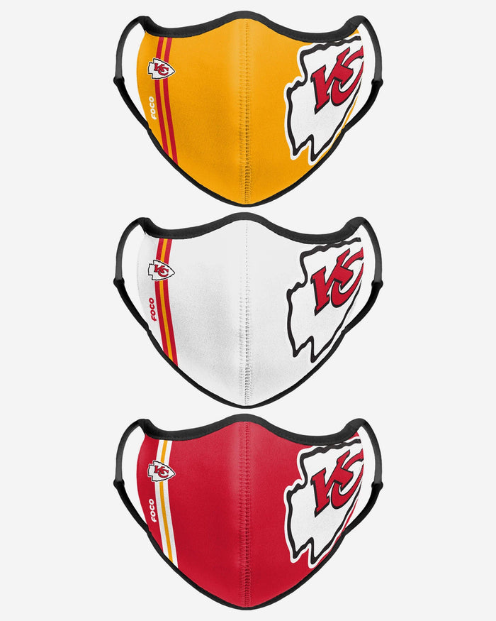 Kansas City Chiefs Sport 3 Pack Face Cover FOCO - FOCO.com