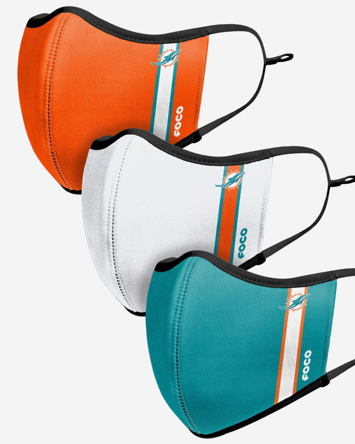 Miami Dolphins Sport 3 Pack Face Cover FOCO - FOCO.com