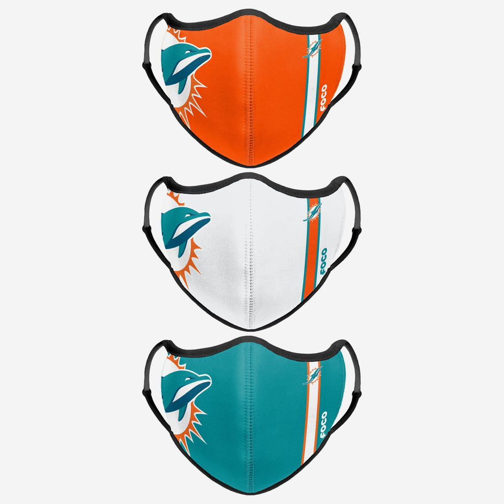 Miami Dolphins Sport 3 Pack Face Cover FOCO - FOCO.com