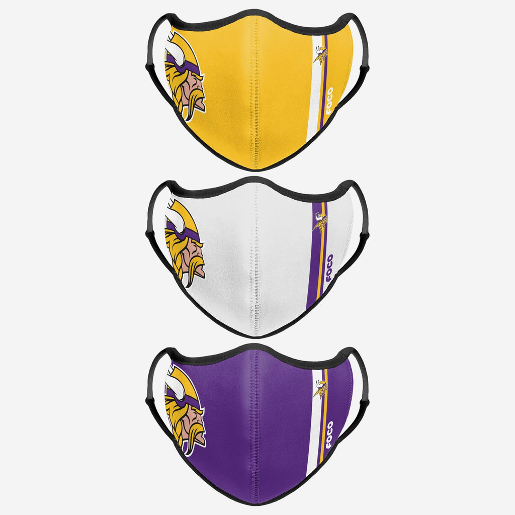 Minnesota Vikings Sport 3 Pack Face Cover FOCO - FOCO.com