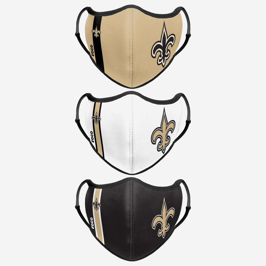 New Orleans Saints Sport 3 Pack Face Cover FOCO - FOCO.com