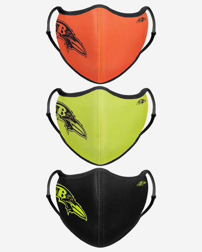 Baltimore Ravens Highlights Sport 3 Pack Face Cover FOCO - FOCO.com