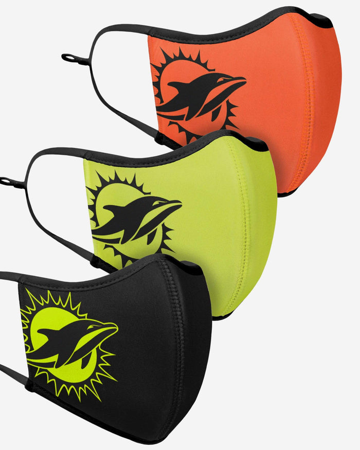 Miami Dolphins Highlights Sport 3 Pack Face Cover FOCO - FOCO.com