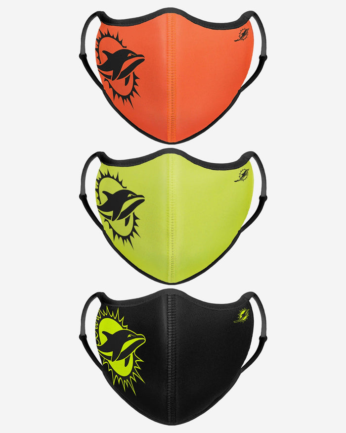 Miami Dolphins Highlights Sport 3 Pack Face Cover FOCO - FOCO.com