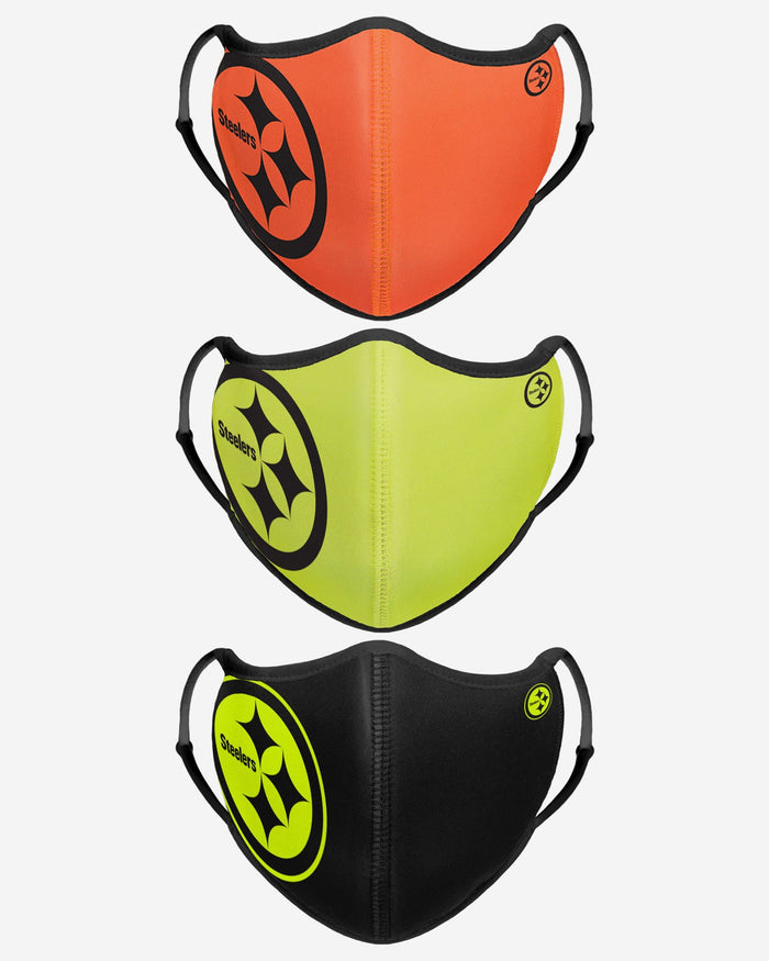 Pittsburgh Steelers Highlights Sport 3 Pack Face Cover FOCO - FOCO.com