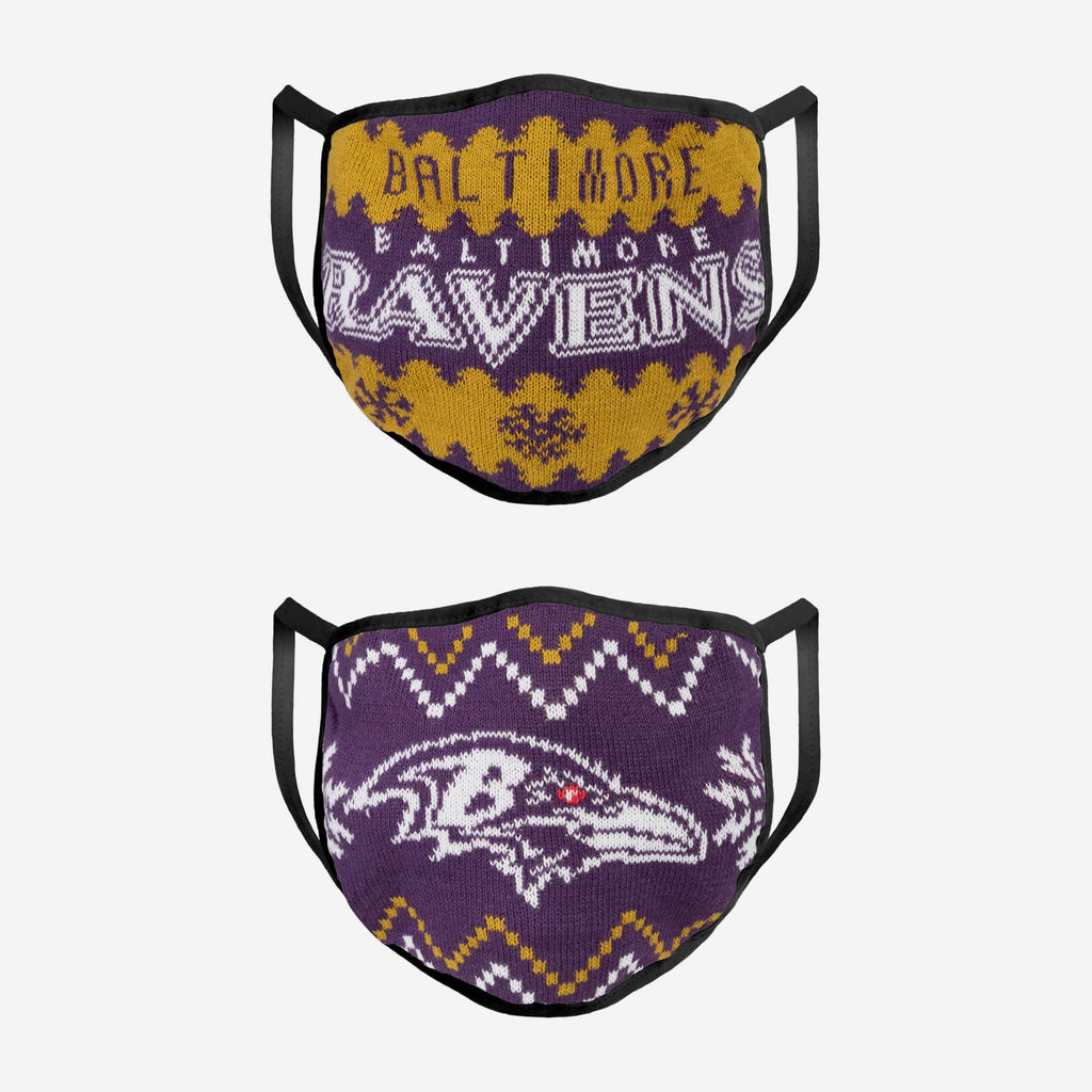 Baltimore Ravens Knit 2 Pack Face Cover FOCO - FOCO.com