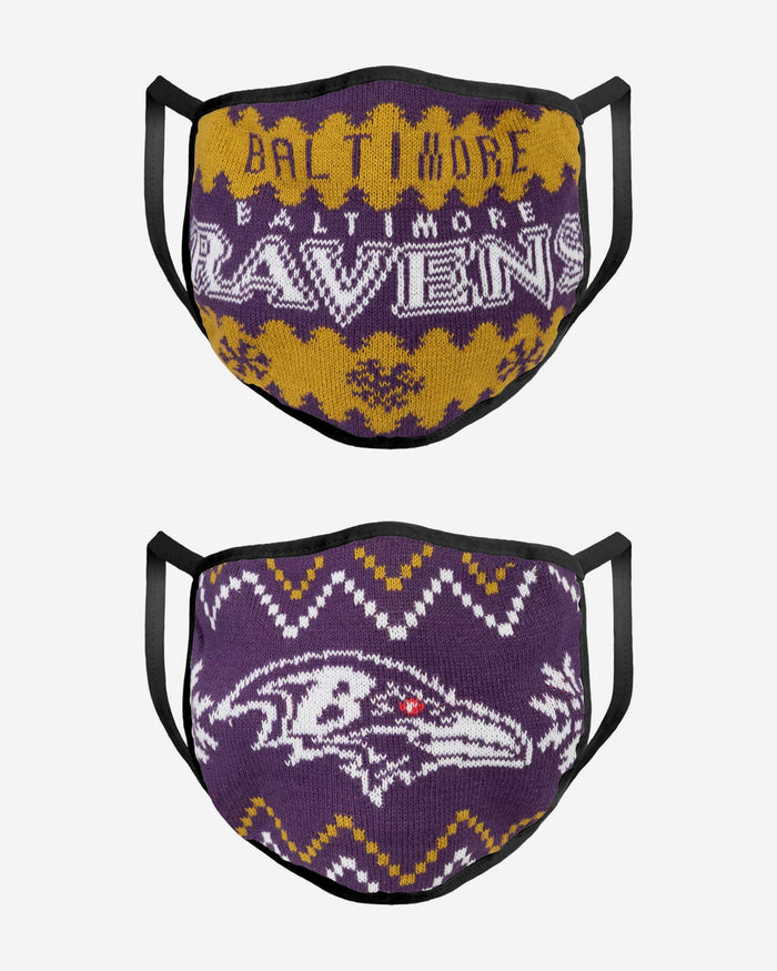 Baltimore Ravens Knit 2 Pack Face Cover FOCO - FOCO.com