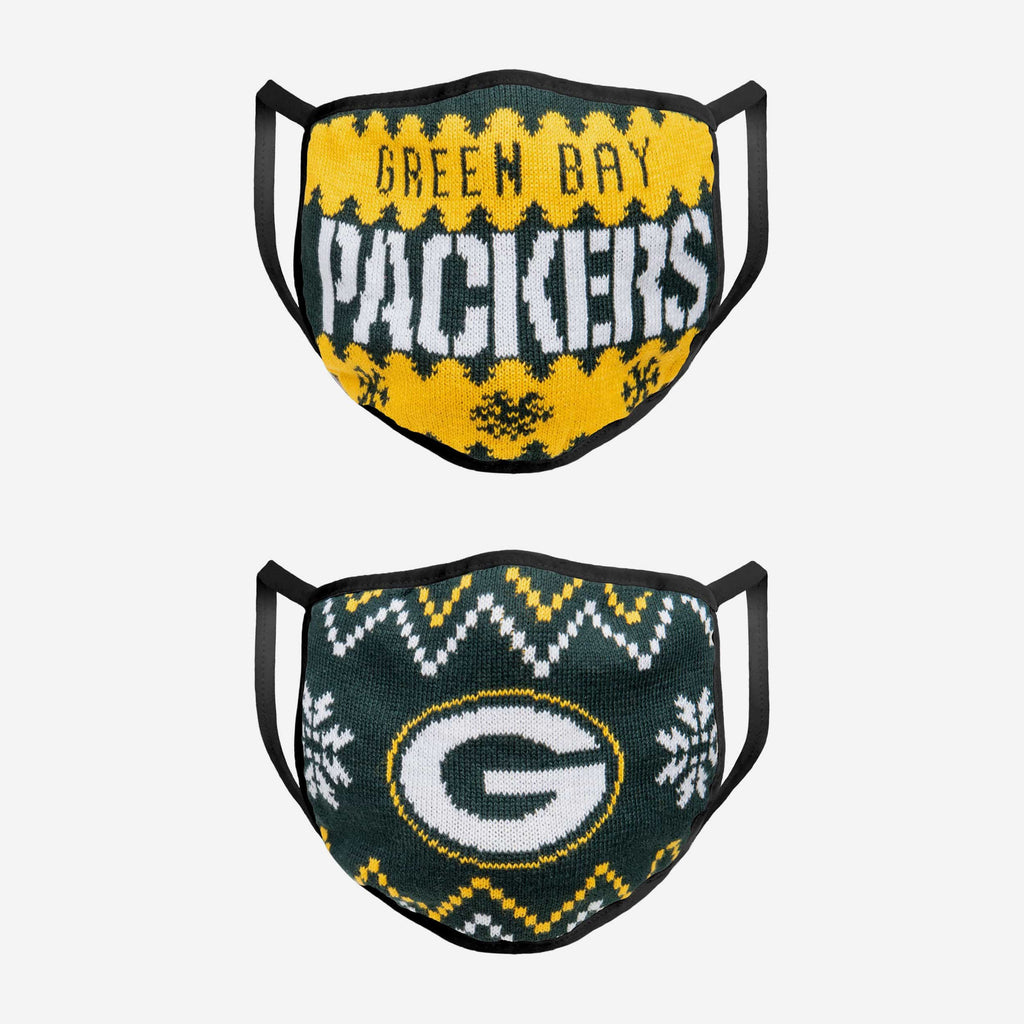 Green Bay Packers Knit 2 Pack Face Cover FOCO - FOCO.com