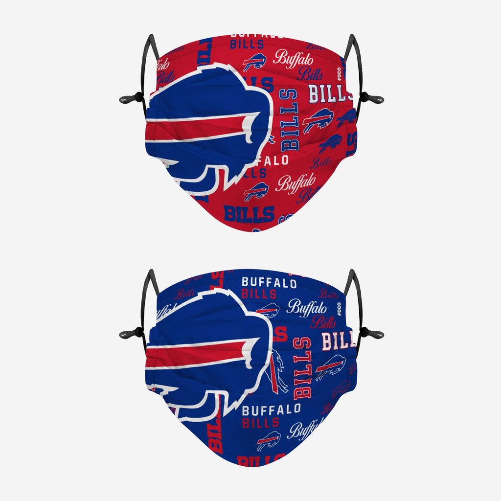 Buffalo Bills Logo Rush Adjustable 2 Pack Face Cover FOCO - FOCO.com