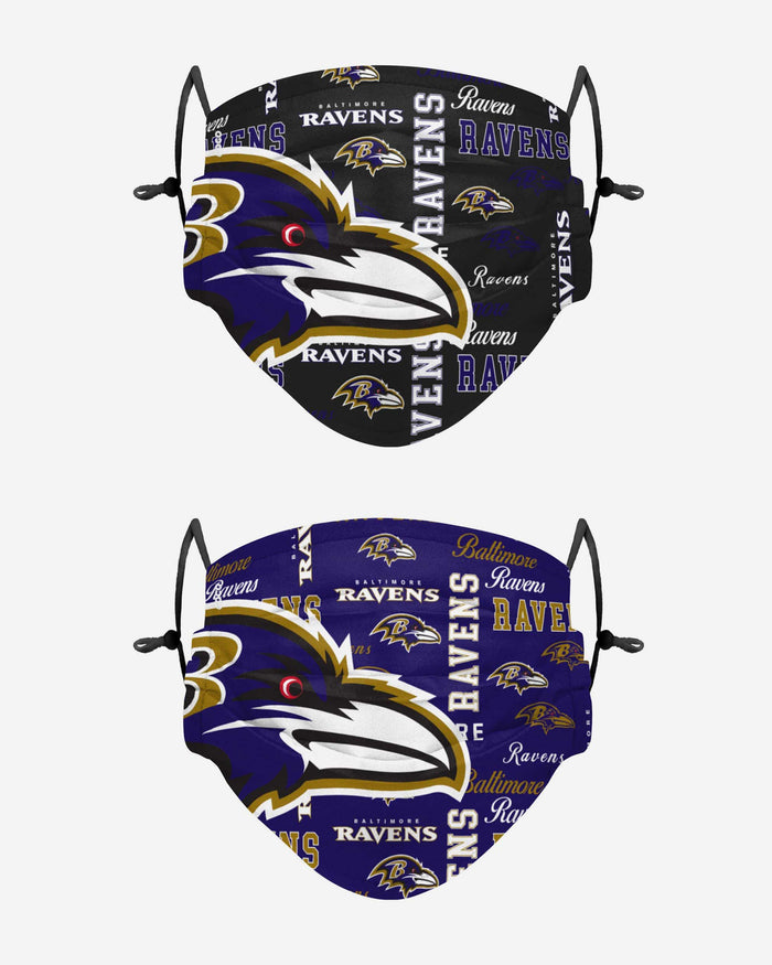 Baltimore Ravens Logo Rush Adjustable 2 Pack Face Cover FOCO - FOCO.com