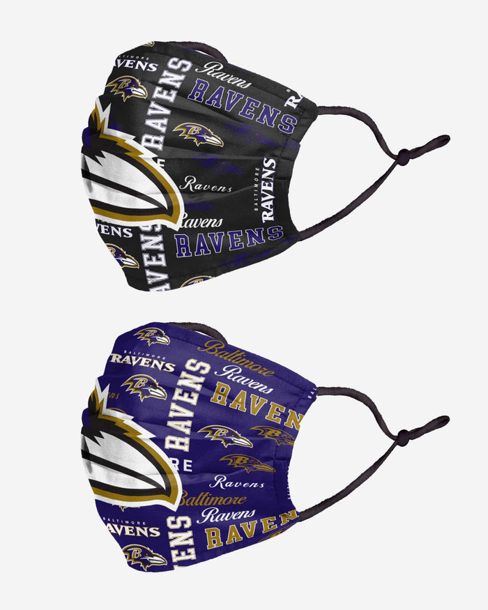 Baltimore Ravens Logo Rush Adjustable 2 Pack Face Cover FOCO - FOCO.com