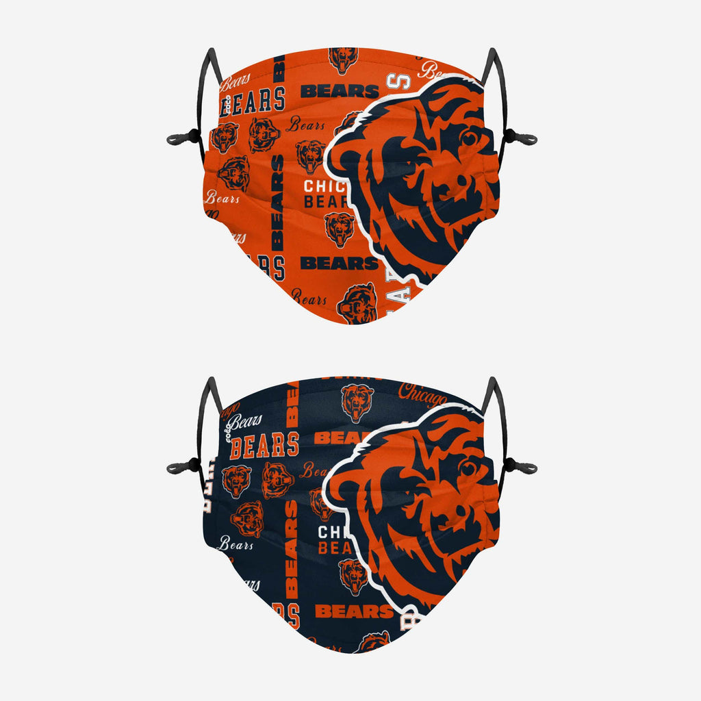 Chicago Bears Logo Rush Adjustable 2 Pack Face Cover FOCO - FOCO.com