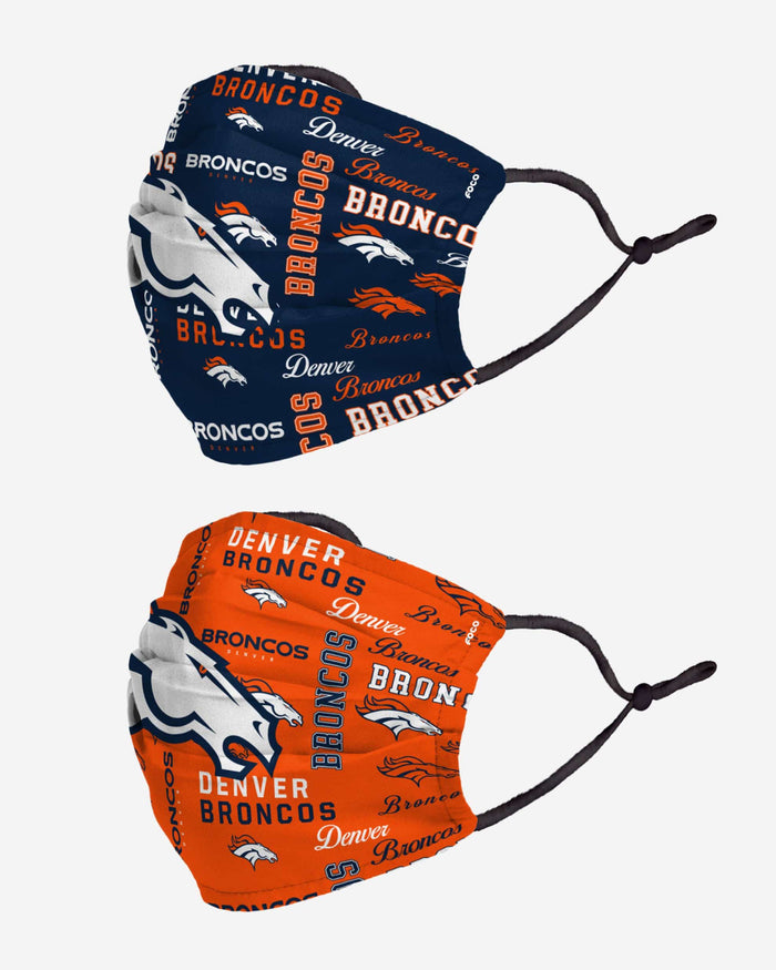 Denver Broncos Logo Rush Adjustable 2 Pack Face Cover FOCO - FOCO.com