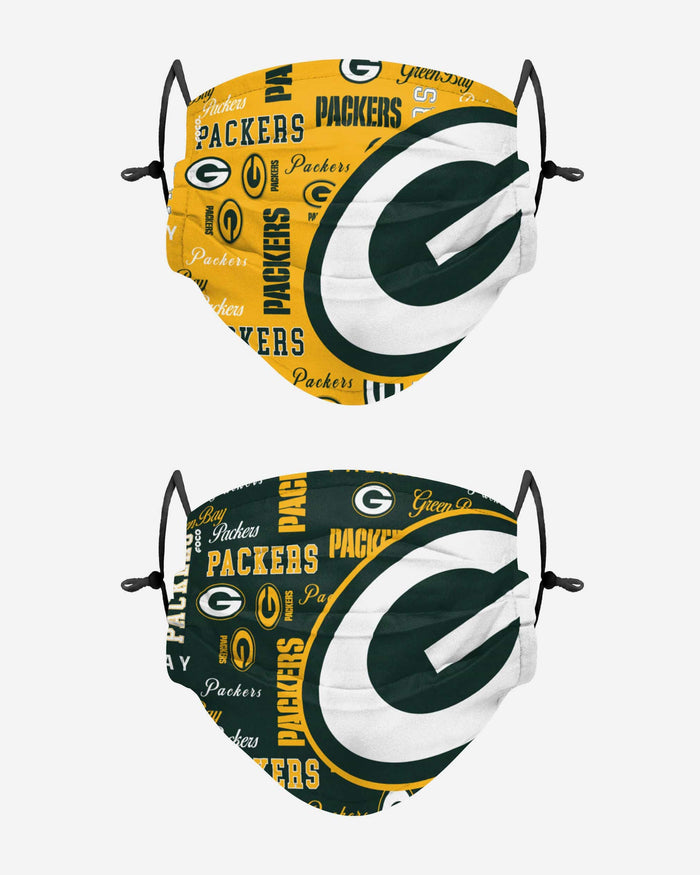 Green Bay Packers Logo Rush Adjustable 2 Pack Face Cover FOCO - FOCO.com