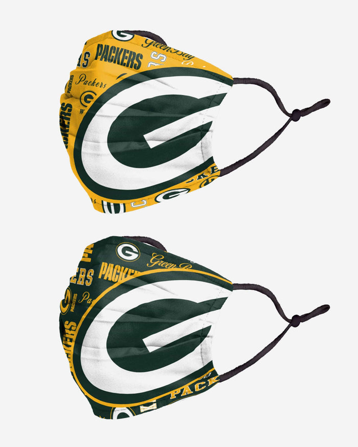 Green Bay Packers Logo Rush Adjustable 2 Pack Face Cover FOCO - FOCO.com