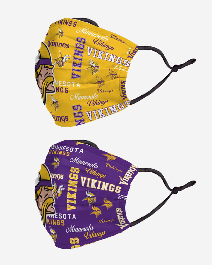 Minnesota Vikings Logo Rush Adjustable 2 Pack Face Cover FOCO - FOCO.com